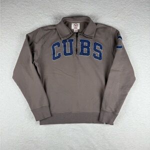 Chicago Cubs 47 Brand Retro Light Brown 1/4 Zip Pullover Sweatshirt Womens Large